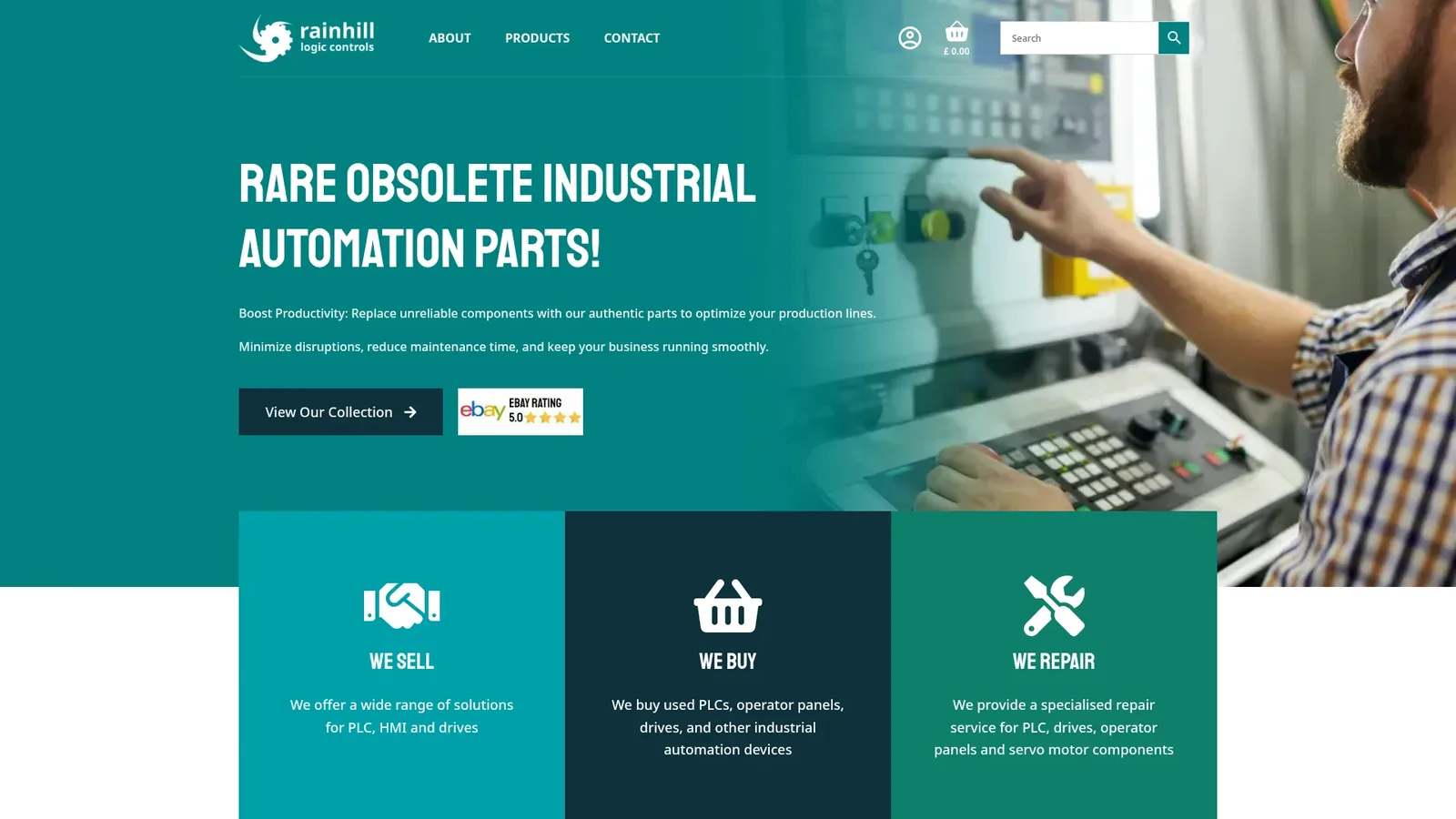 Rainhill Logic Controls website, designed by Webolution