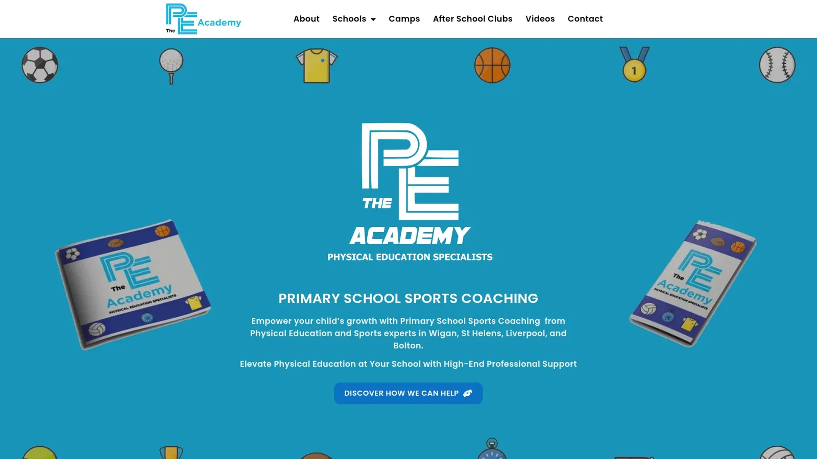 The PE Academy website, designed by Webolution