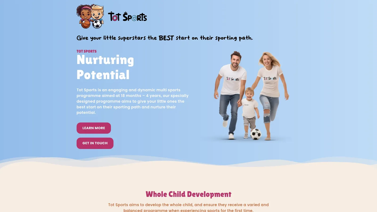 Tot Sports website, designed by Webolution